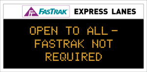 Metro ExpressLanes open to all sign