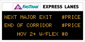 Metro ExpressLanes pricing sign