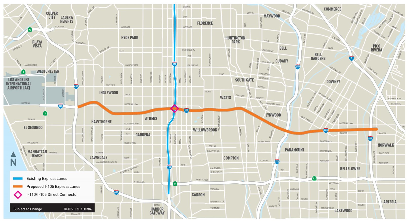 I-105 corridor map